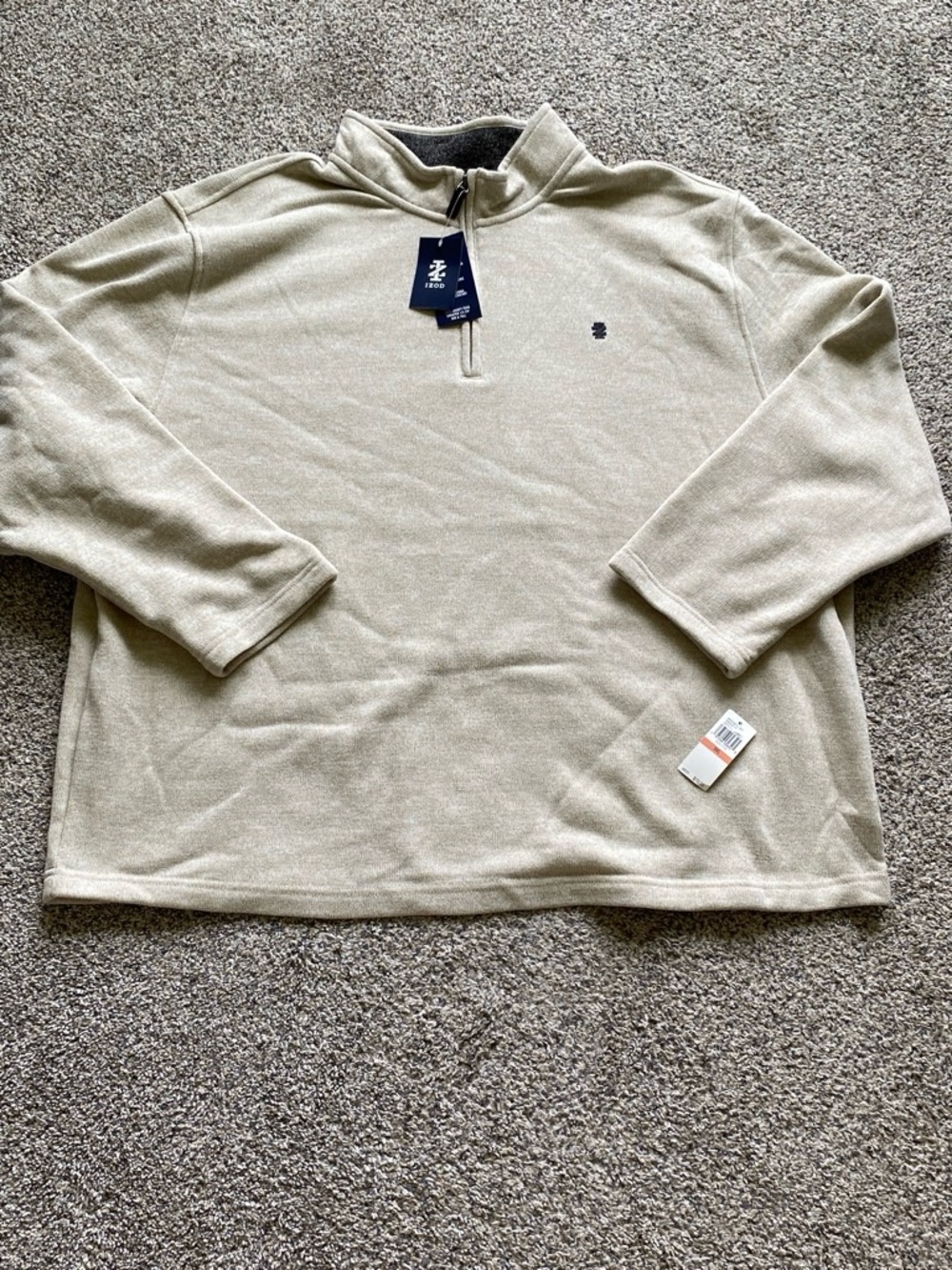 Izod Men's NWT Light Taupe Quarter-Zip Sweater